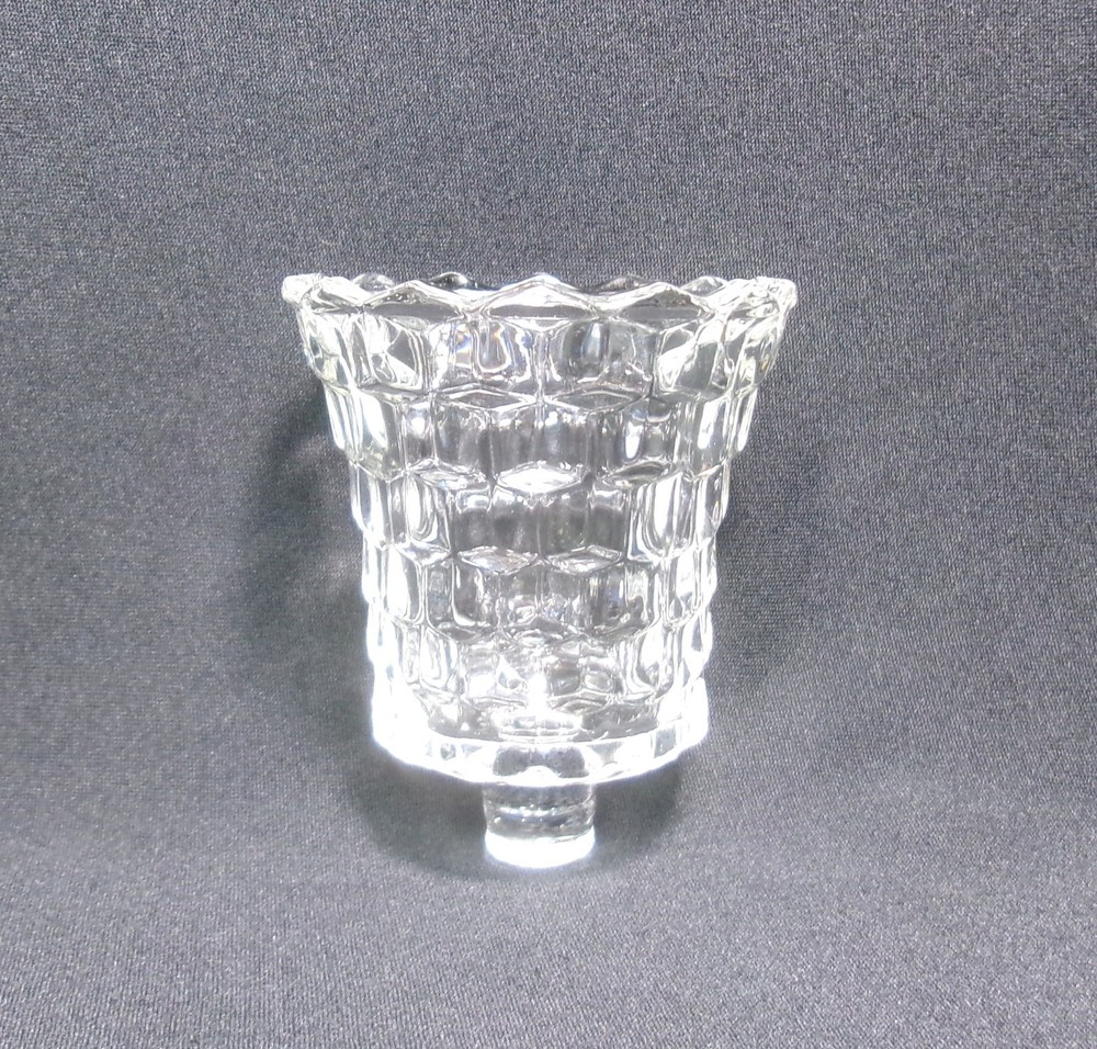 Vintage Clear Glass Votive Cup Peg Candle Holder for Sconce, Cubist Pattern
