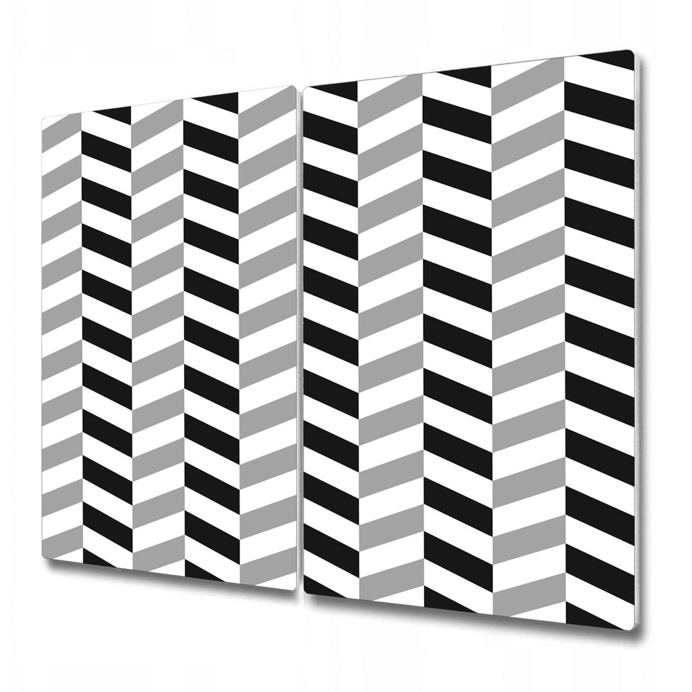 Glass Surface Protector Worktop saver Herringbone Black and White Modern 2x30x52
