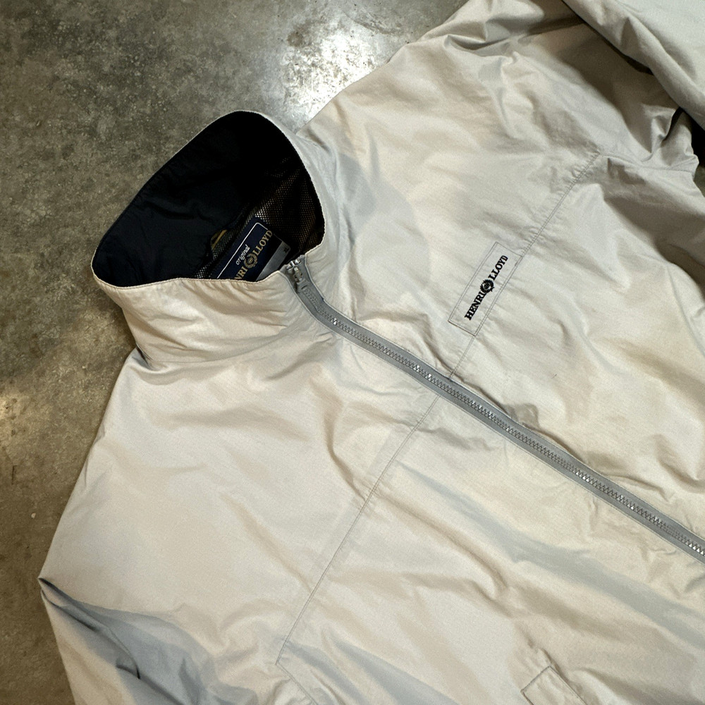 Henri Lloyd Jacket Beige with Navy Sailing Windbreaker Nylon Coat Mens XLarge
