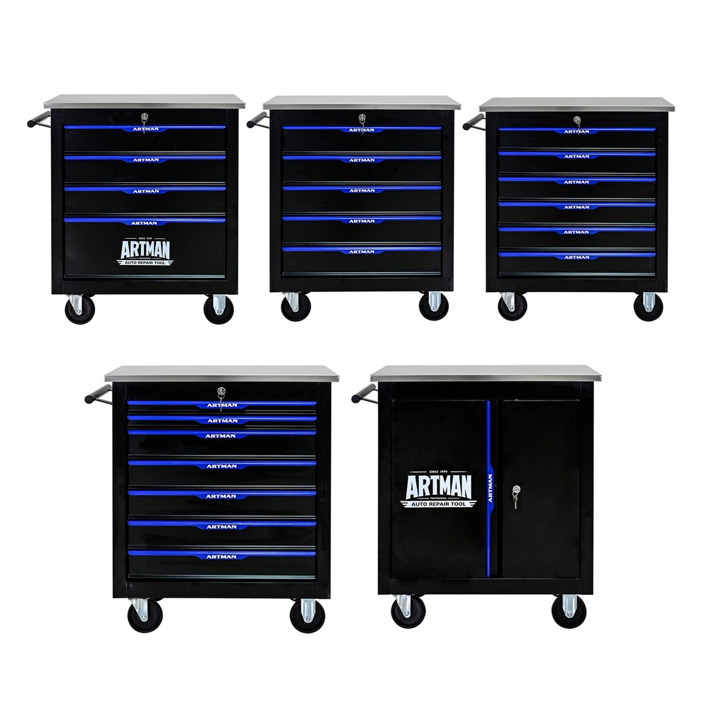6-Drawer Steel Rolling Tool Cabinet - Heavy-Duty Workshop Trolley