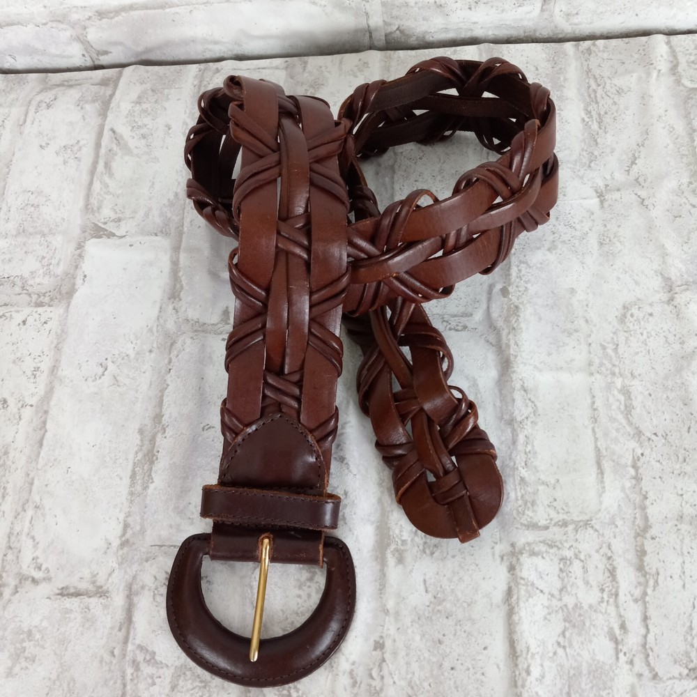 Braided Leather Belt Brown Womens Large Boho 70's Look Hippie Retro