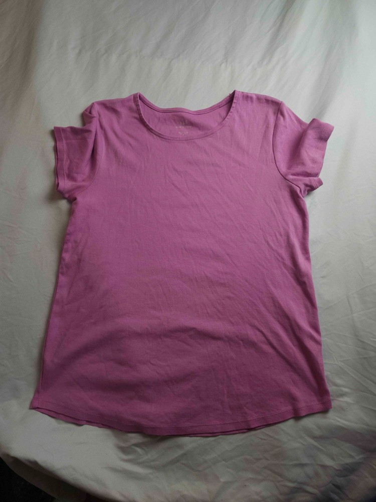 J Jill Shirt Women Medium Pink Knit Short Sleeve Pima Cotton Crew Neck Shirttail