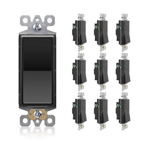 Decorator Paddle Rocker Light Switch,15 Amp Single Pole Wall Single-Pole Black