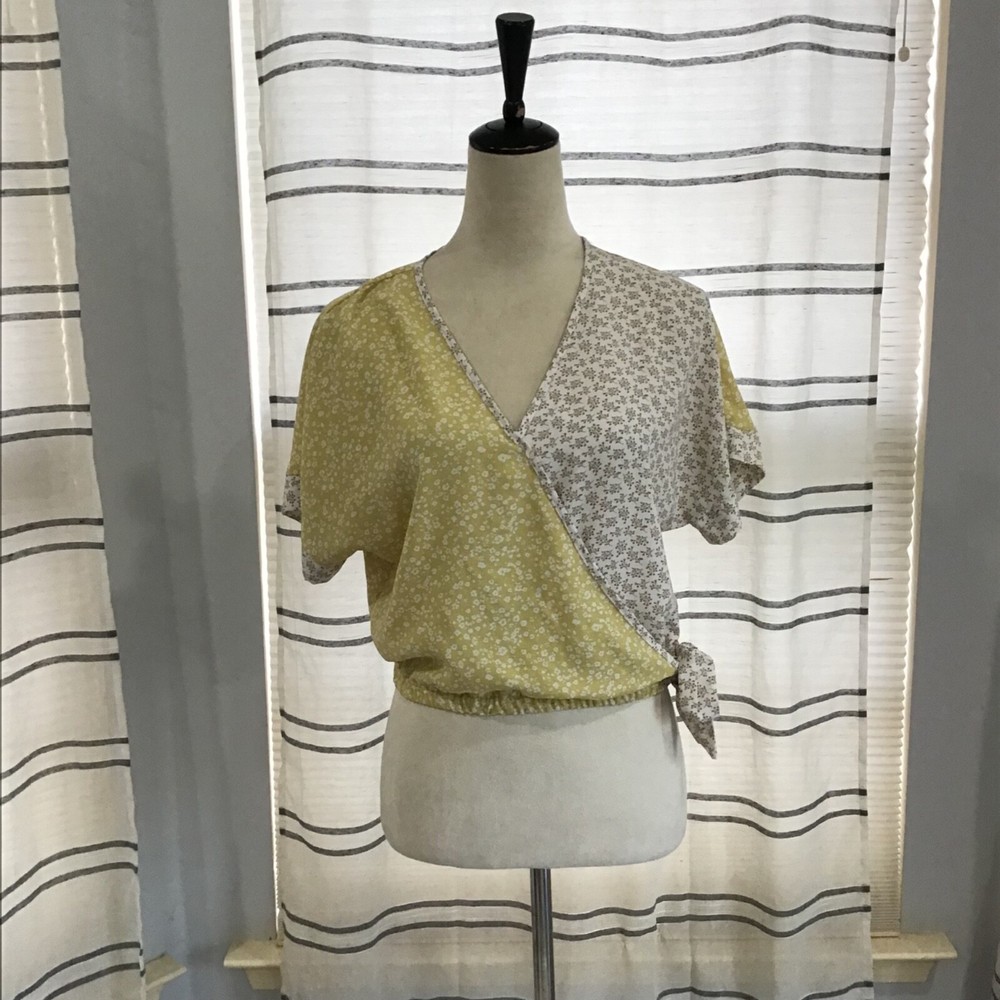 Floral Wrap Blouse for Women SM Cropped Boho Cottagecore Style