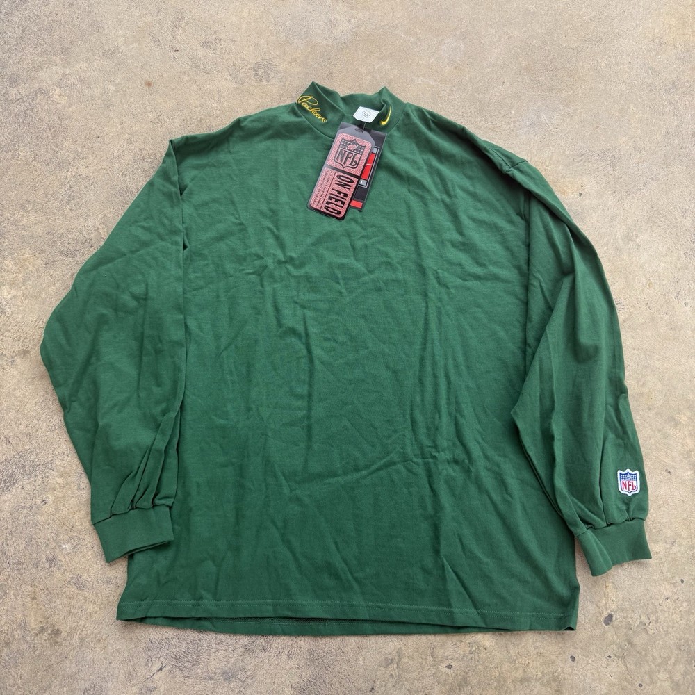 Vintage 90s Nike Green Bay Packers Mock Neck Long Sleeve Shirt Men's Size XL NFL