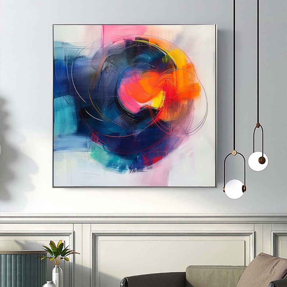 Red Hand-painted Abstract Oil Paintings On Canvas Wall Art Home Decor Blue