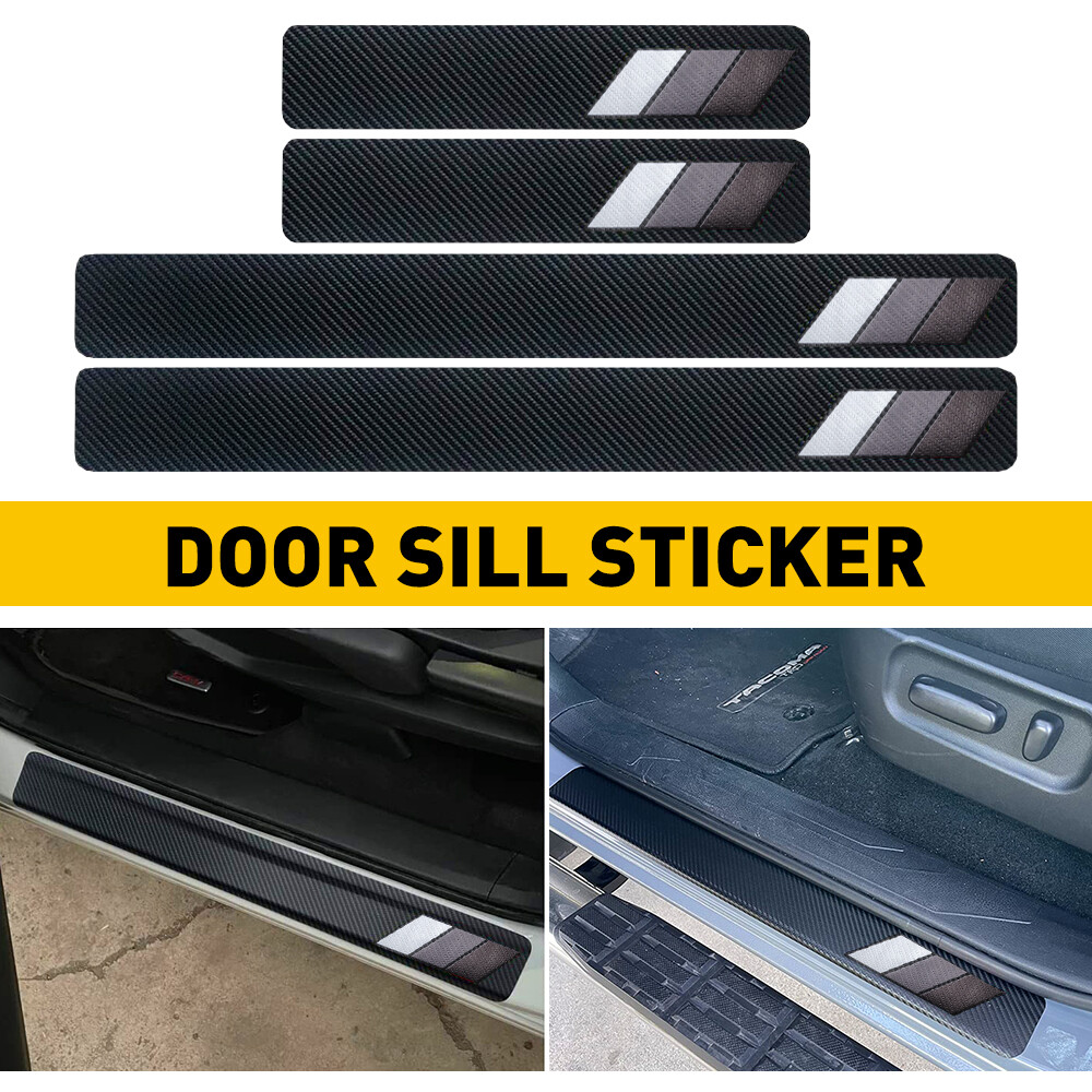 4Pcs Carbon Fiber Sticker For Toyota Car Door Protector Sill Door Step Plate