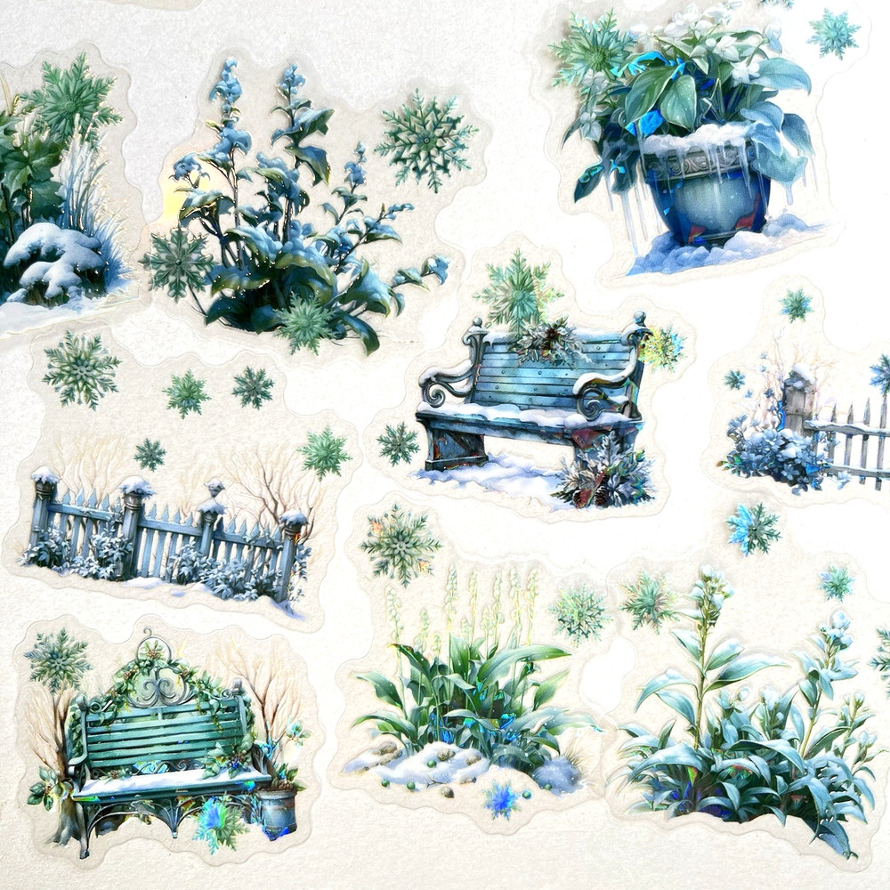 Holographic Ice Winter Garden Stickers Junk Journal Collage Scrapbooking
