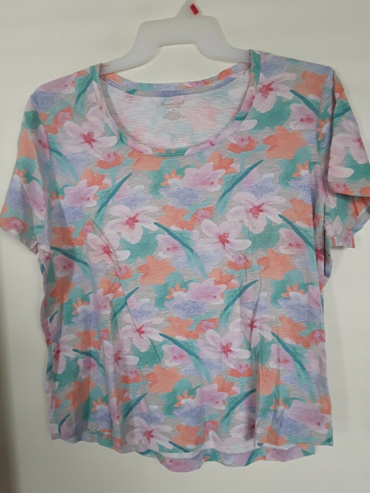 Womens North Crest plus size Multi Floral Shirt Blouse sz 1X
