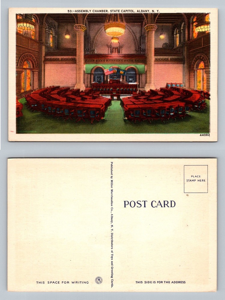Albany, NY-New York, Assembly Chamber State Capitol Souvenir Vintage Postcard