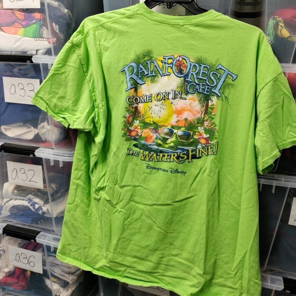 vintage rainforest cafe shirt Disney  The Waters Fine Tee Green Wear 2xl A257
