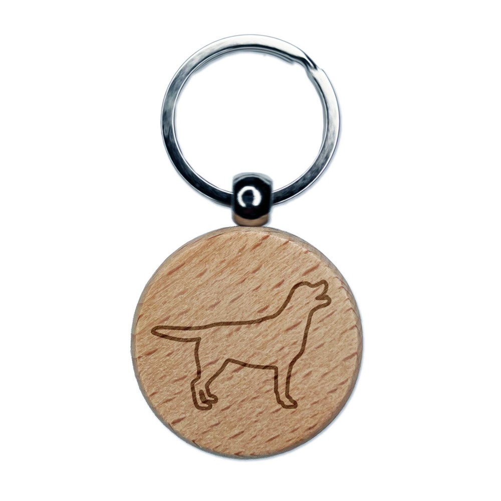 Personalized Labrador Retriever Engraved Round Wood Keychain Charm  