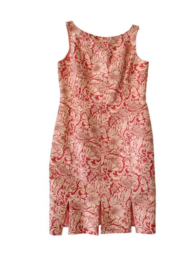 Kay Unger Dress Womens Size 8 Sleeveless Brocade Pink Sheath Knee Length
