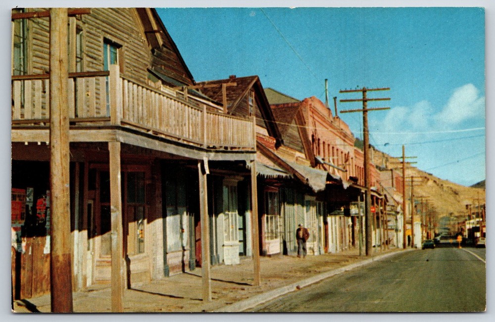 Virginia City Nevada~Color Photo View Down Mining Town Main Street~Vtg Postcard