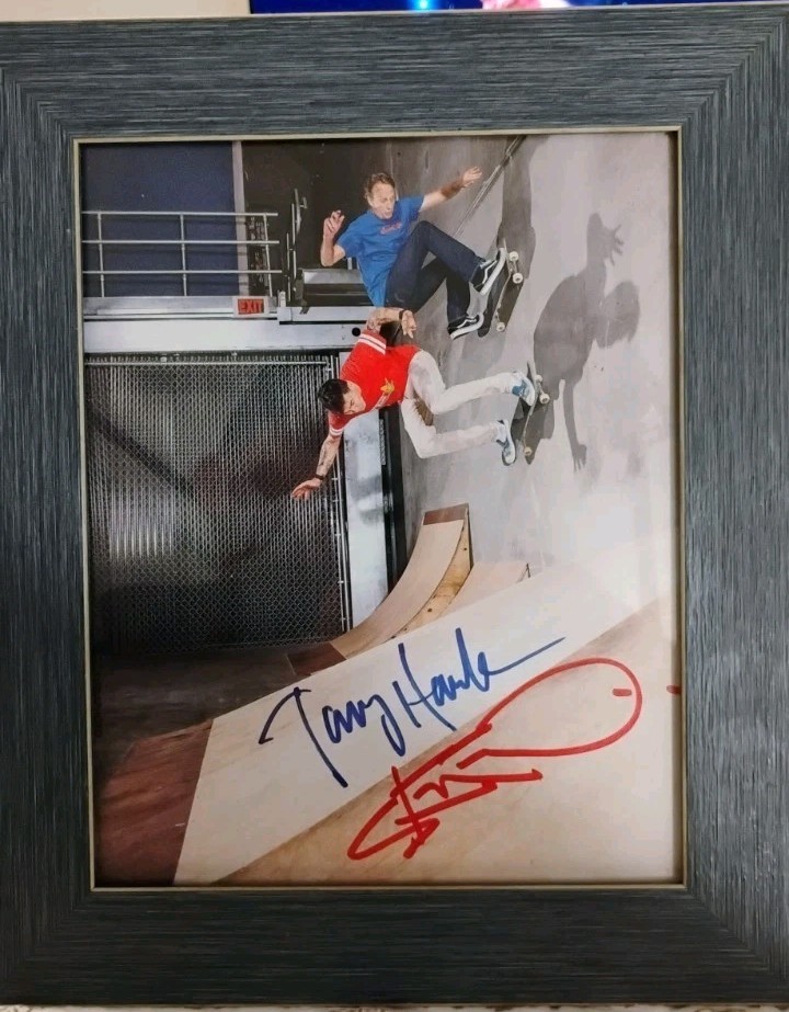 Tony Hawk & Steve O Autographed Framed Skateboarding Photo Signed Original
