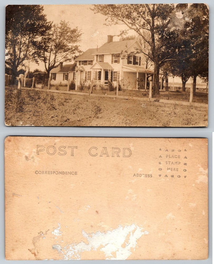 Vintage RPPC Farm House Rural Scene Early 1900s Real Photo Postcard