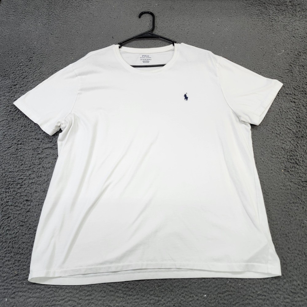Polo Ralph Lauren Shirt Mens XL White Pony Logo Graphic Tee Tagless Crewneck