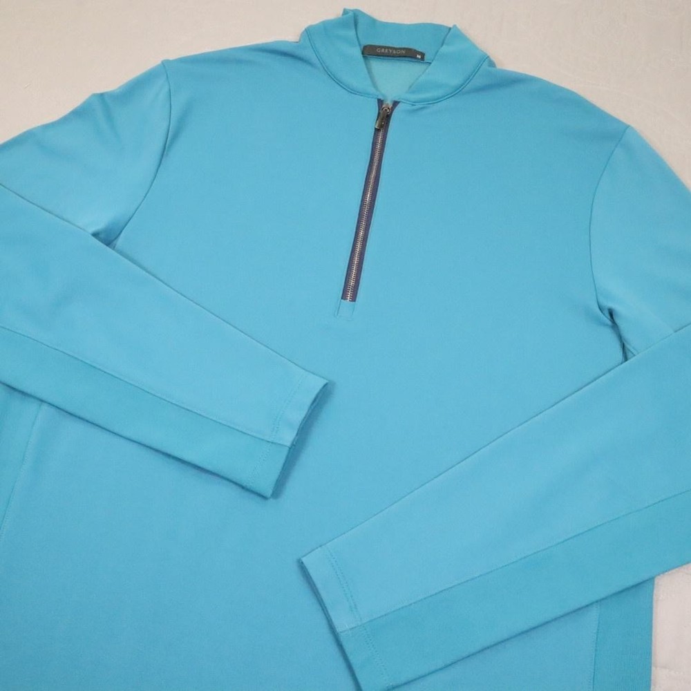 Greyson 1/4 Zip Pullover Mens Medium Blue Golf Lightweight Mock Neck Stretch