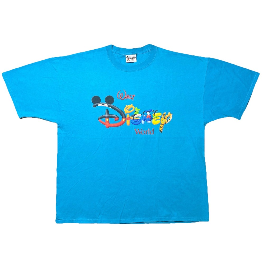 Vintage 90s Walt Disney World T Shirt Mens XL Blue Oversized Characters USA Made