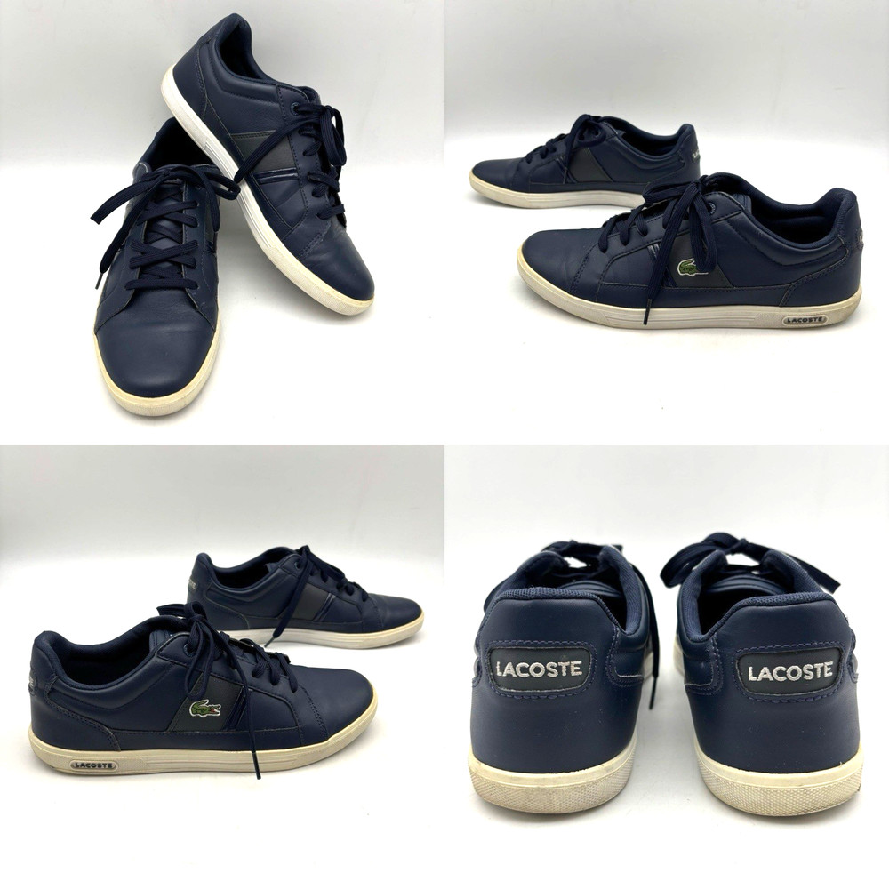 Lacoste Europa LCR BRZ Navy Blue Leather Lace Up Sneakers Men's US9 UK8 EU42