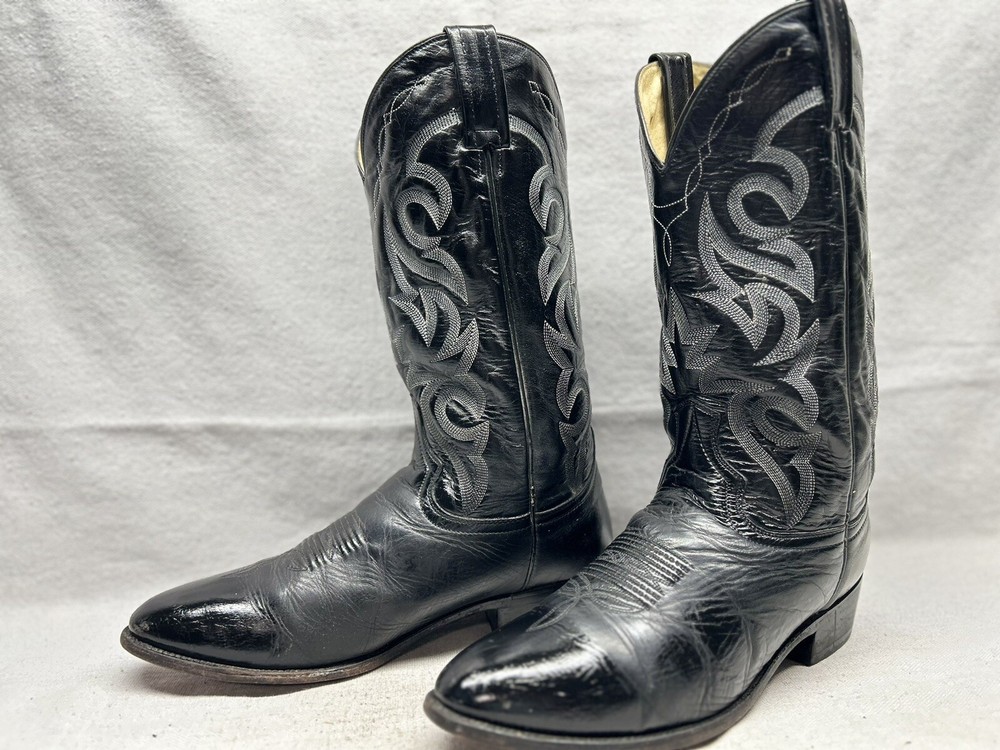 Dan Post DP210 Mens Black Leather Western Cowboy Boots Size 9.5 EW