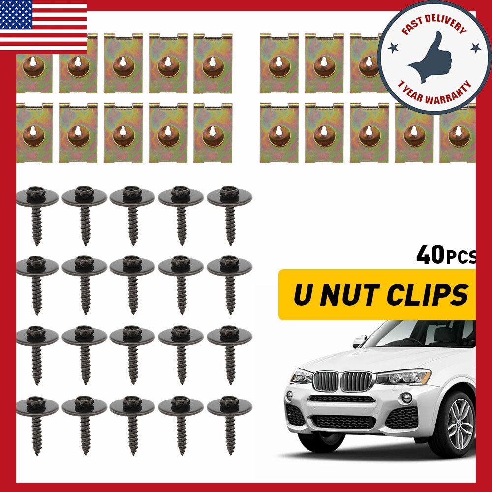 40x Engine Cover Under Shield Splash Guard Bumper Body Bolts U-nut Clip Fastener