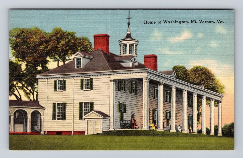 Mt Vernon VA-Virginia, Mount Vernon Home of Washington Antique Vintage Postcard