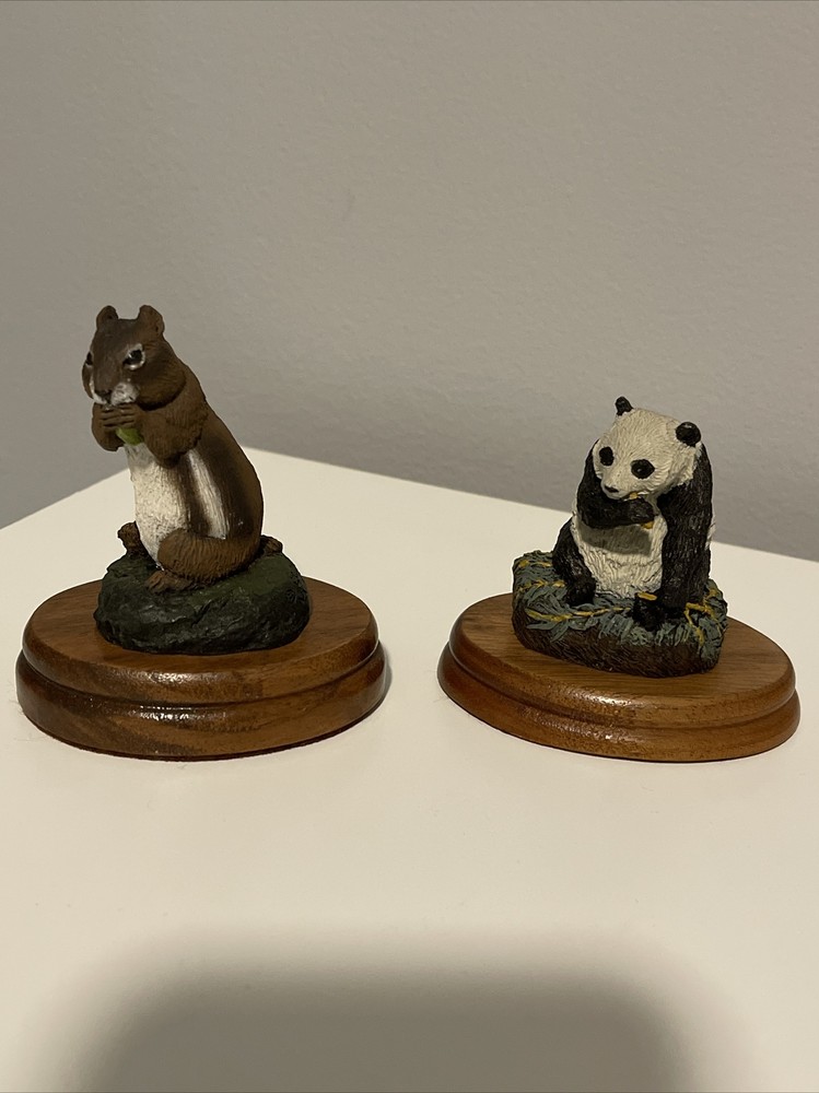 Vintage Herman L Deaton Chipmunk + Giant Panda Wildlife Miniatures