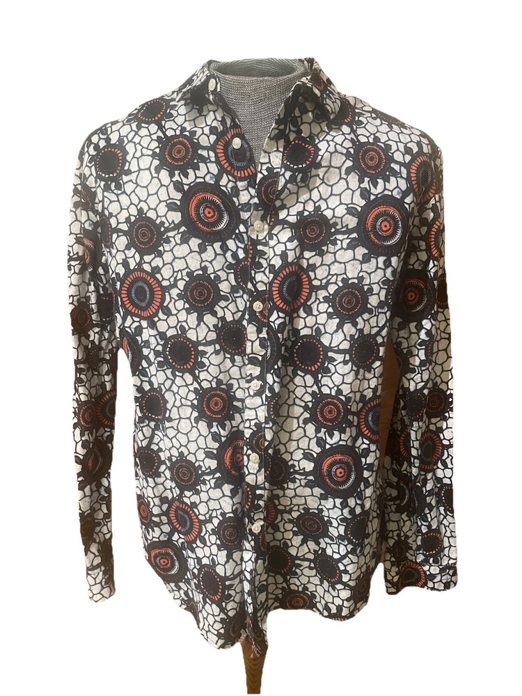 Men's Inc International Concepts Button Linen Blend Shirt 1960'S 1970'S 2Xl Slim