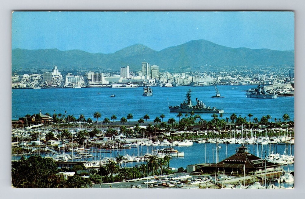 San Diego CA- California, Aerial Of Town Area, Antique Souvenir Vintage Postcard
