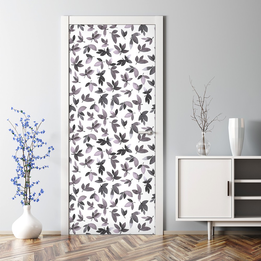 Tree leaves Delicate leaves pattern Floral design Self Adhesive Door Decal