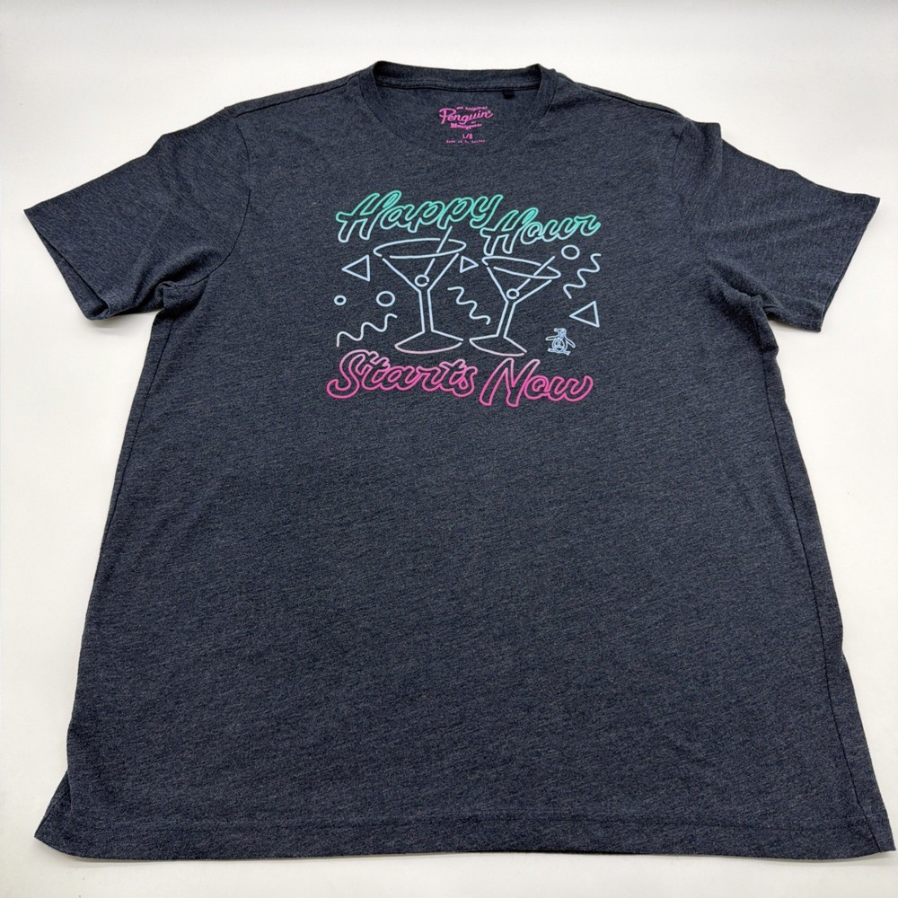An Original Penguin By Munsingwear T-shirt Blue Graphic Print Logo .#42046