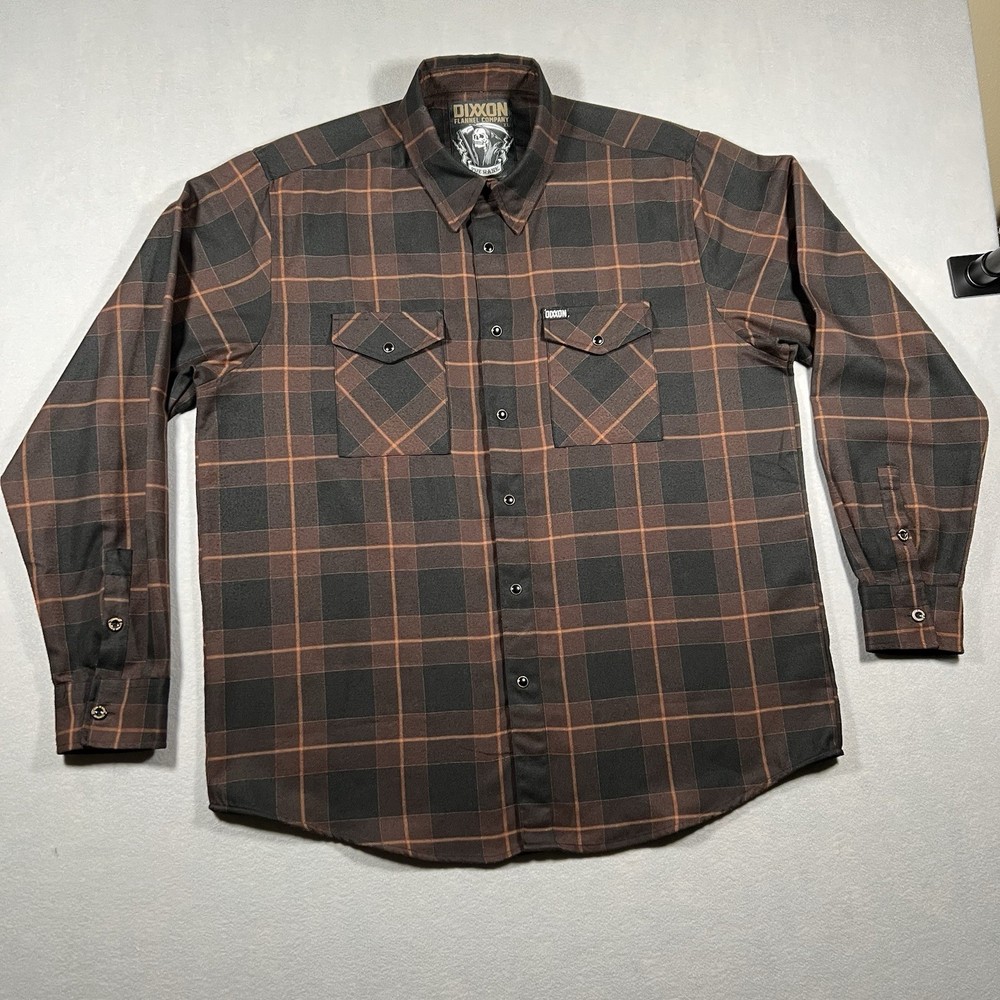 Dixxon The Hank Men's XL Black/Brown Plaid Flannel Long Sleeve Button-Snap Up