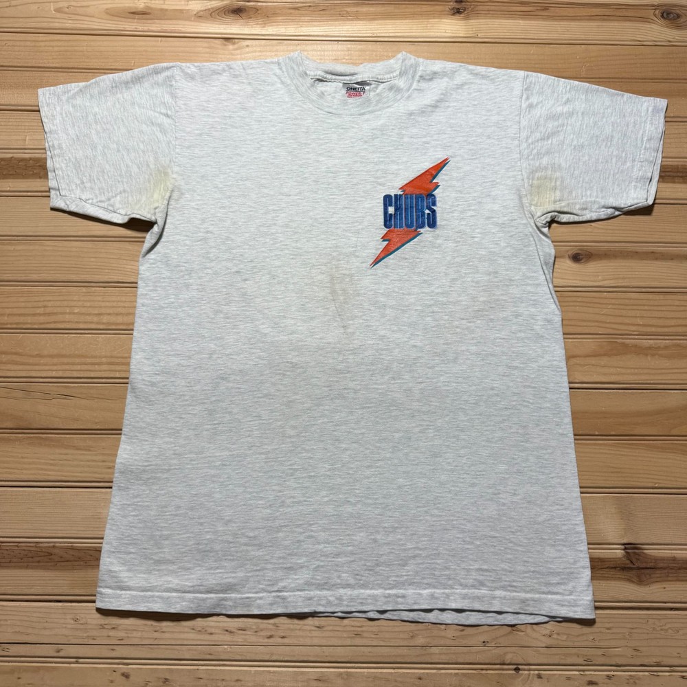 Vintage 90s Chubs Lightning Bolt Single Stitch Heather Gray Shirt USA Made XL