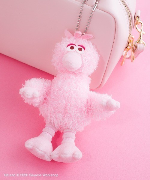 SESAME STREET Plush Charm Mascot Big Bird Pink From Japan NEW FS