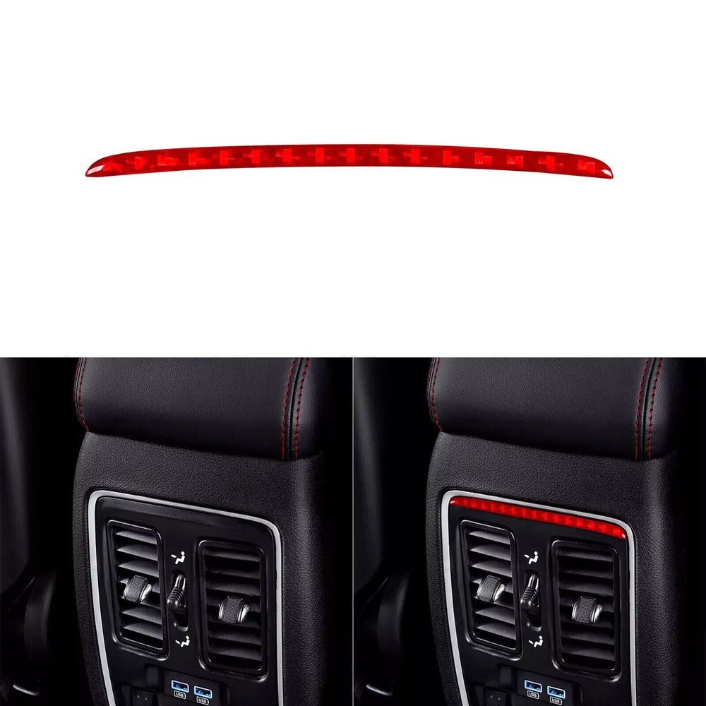 Red Carbon Fiber Rear Air Vent Outlet Panel Trim Strip For Dodge Durango 2011-13