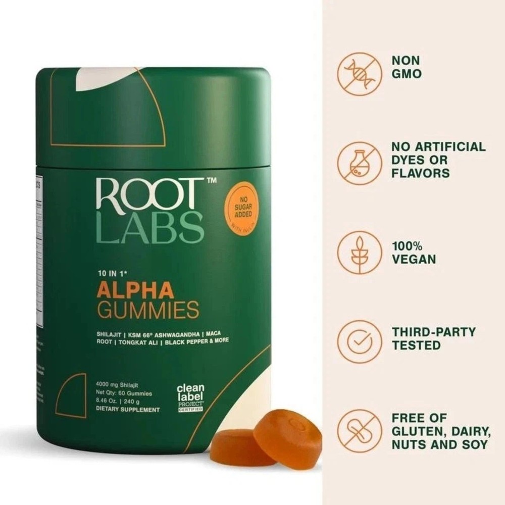 Root Labs Alpha Gummies 4000mg Pure Himalayan 60ct Fitness Vitamin