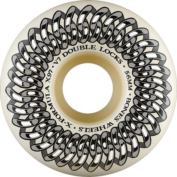 Bones XF X97 V7 Double-Lock 56mm 97A White/Silver Skateboard Wheels Set