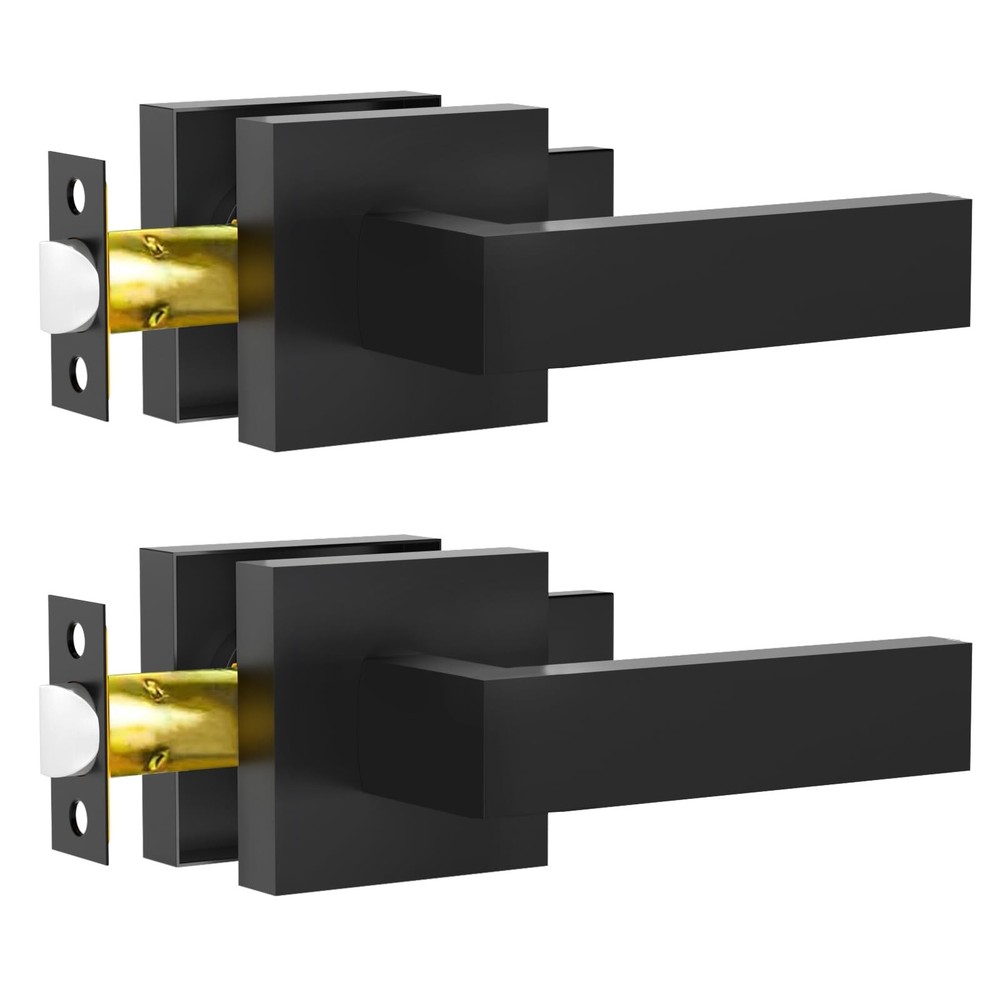 Passage Door Lever, Matte Black Interior Door Handles for Hallway& Closet Hea...