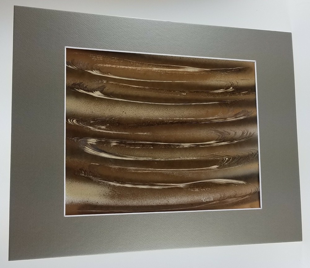 Gold Abstract Signed Original Art by Jason Girard with one bevel cut mat board.-image