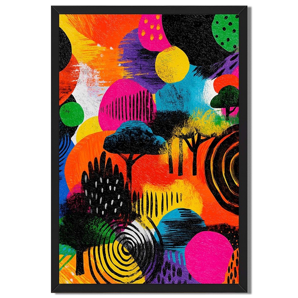 Abstract Forest Landscape Framed Canvas Print Modern Wall Art Home Decor-image