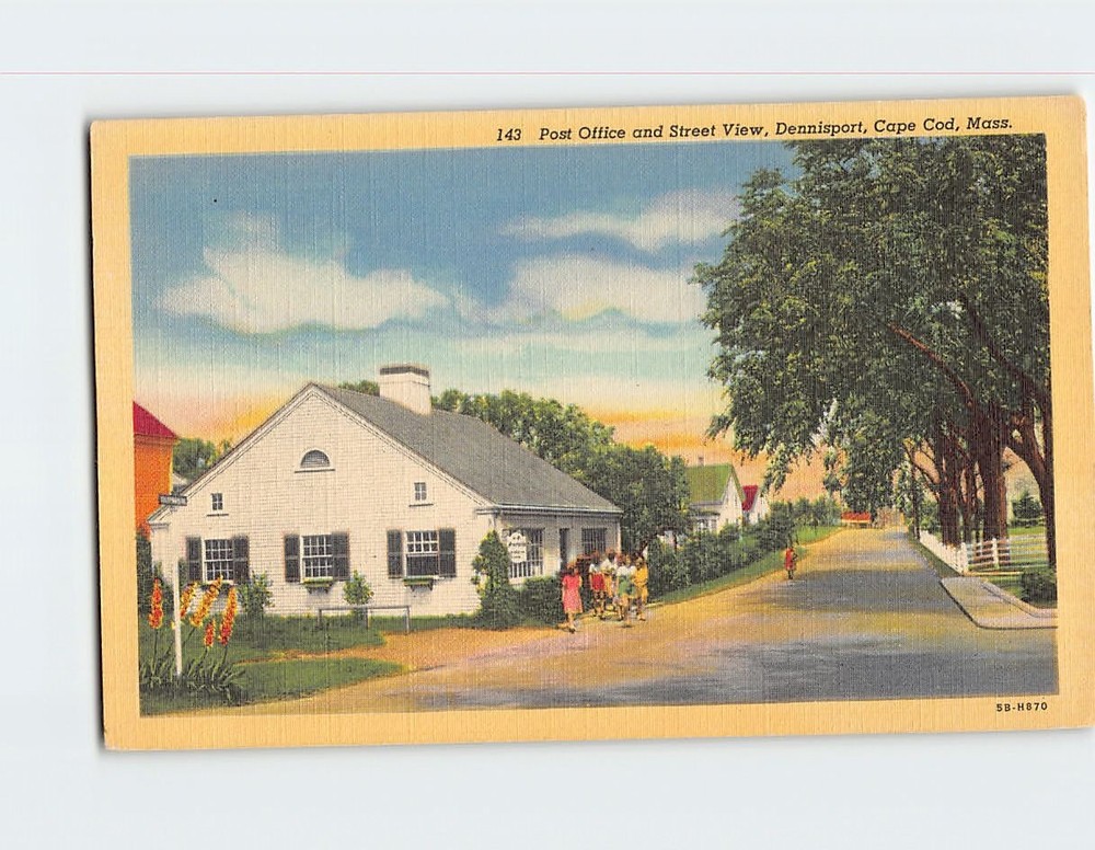 Postcard Post Office & Street View Dennisport Cape Cod Massachusetts USA