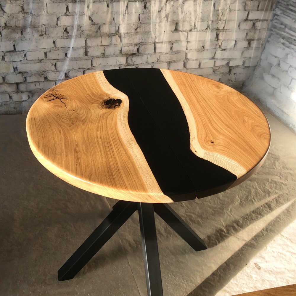 Black Epoxy Coffee Table, Epoxy End Table, Round Epoxy Table, Bistro Epoxy Table