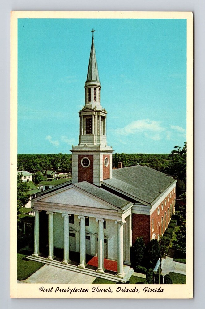 Orlando FL-Florida, First Presbyterian Church, Antique Souvenir Vintage Postcard
