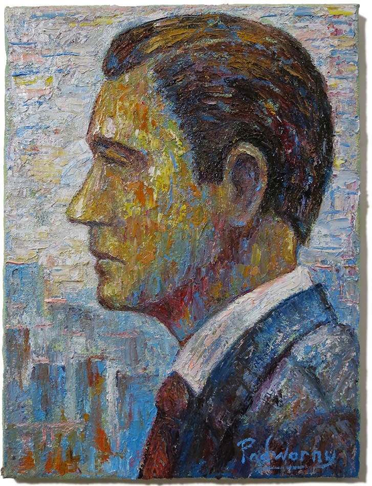 MODERN MAN MALE GUY ART SIGNED OIL PAINTING ABSTRACT PORTRAIT VINTAGE CLASSIC NR
