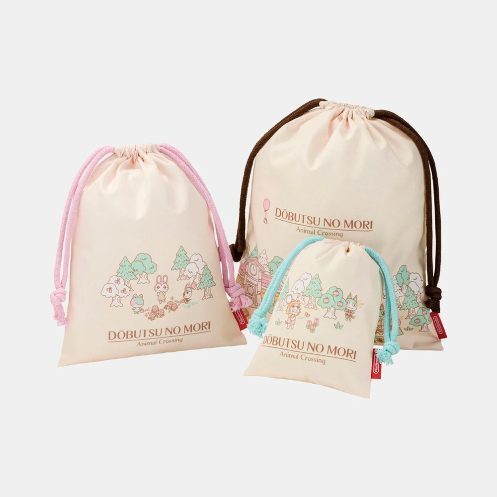 Animal Crossing New Horizons Drawstring Bag Set of 3 Nintendo TOKYO Official NEW
