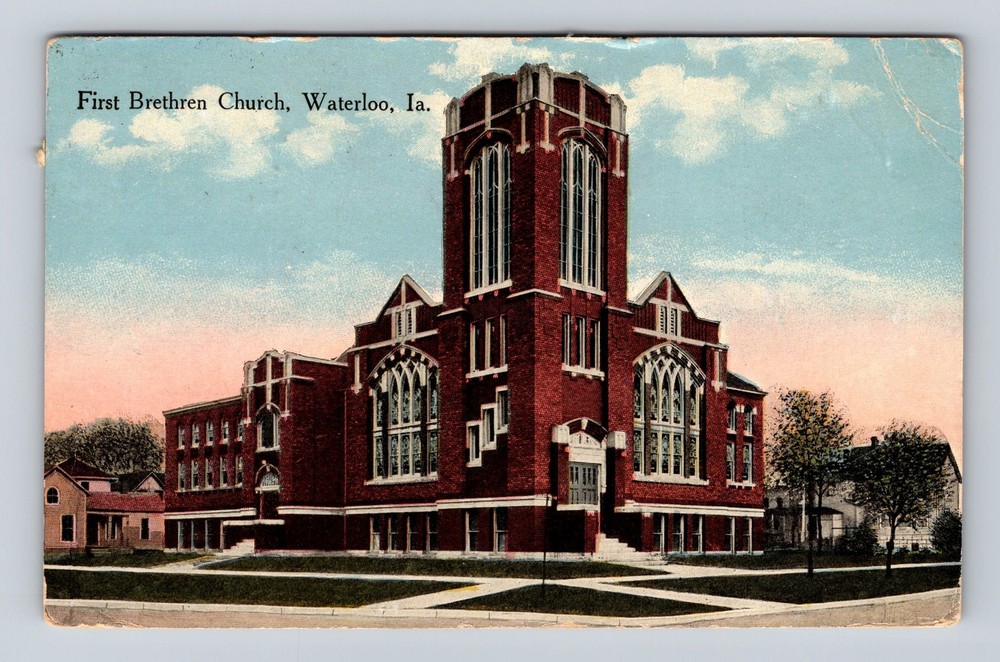 Waterloo IA-Iowa First Brethren Church Vintage c1915 Postcard
