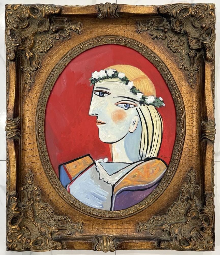 Pablo Picasso 1881-1973 Signed ,Oil on Canvas. In The style of. High End Frame