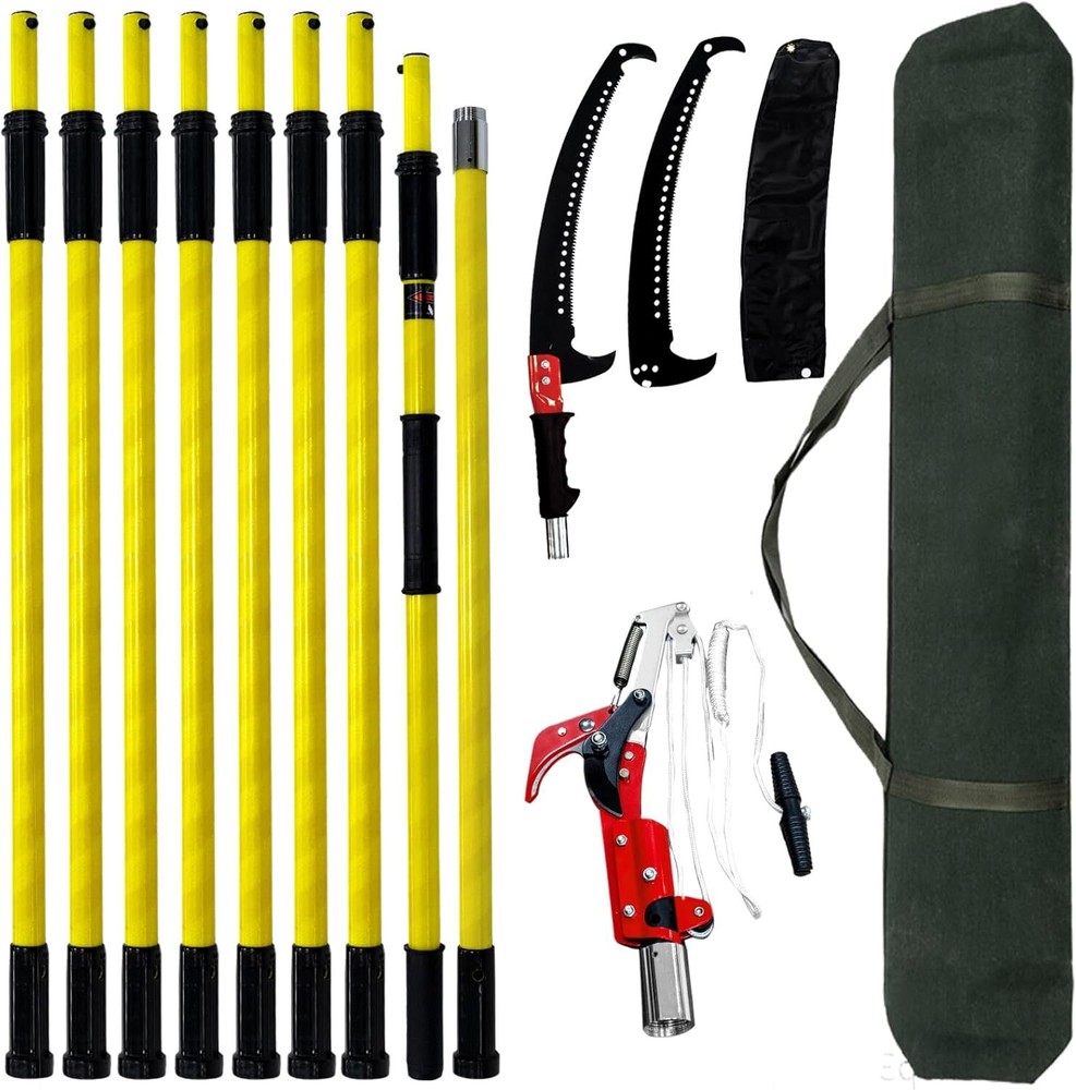 30 FT Extendable Manual Pole Saw with Sharp Steel Blade for Tree Trimming and Pruning