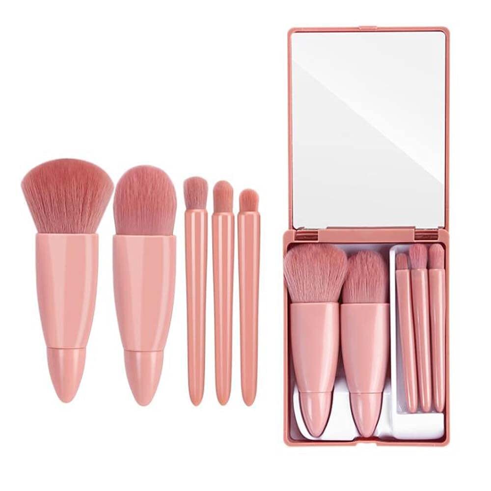 Easytaken Travel Makeup Brush Set 5pcs Mini Complete Function Cosmetic Brushes K